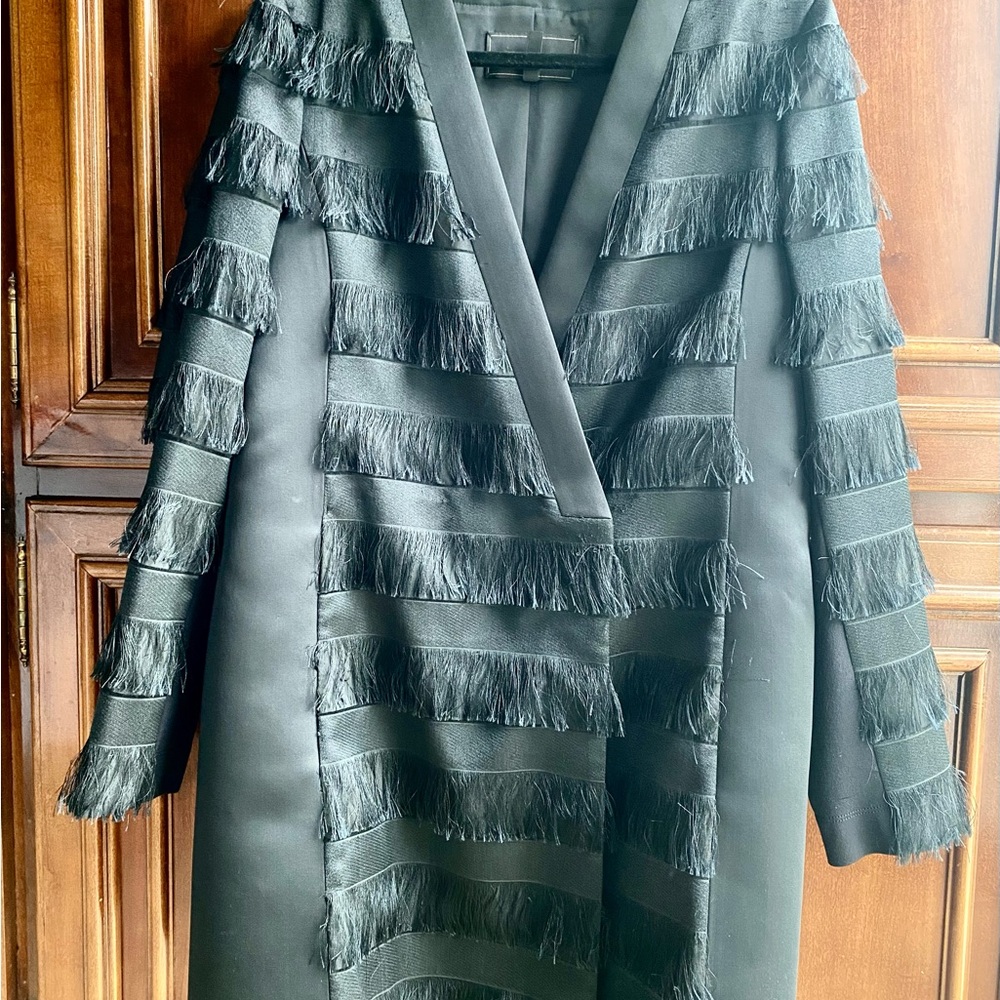 BCBGMaxAzria Black Fringed Blazer